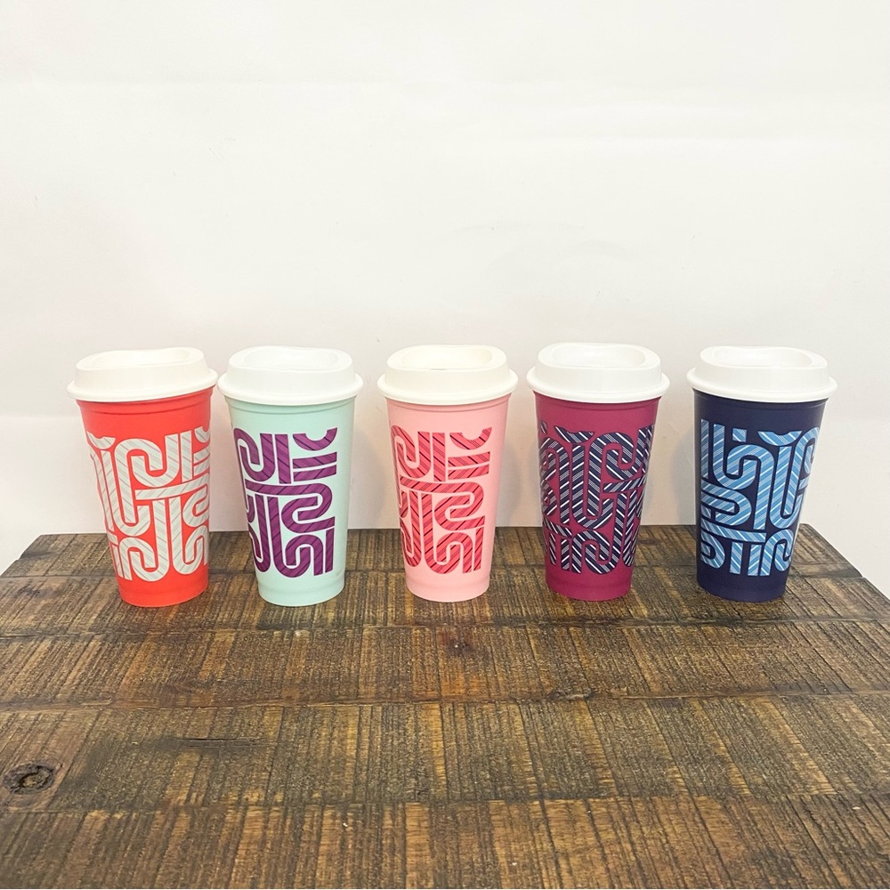 Starbucks Holiday Color Changing Candy can Reusable hot cups set of 5